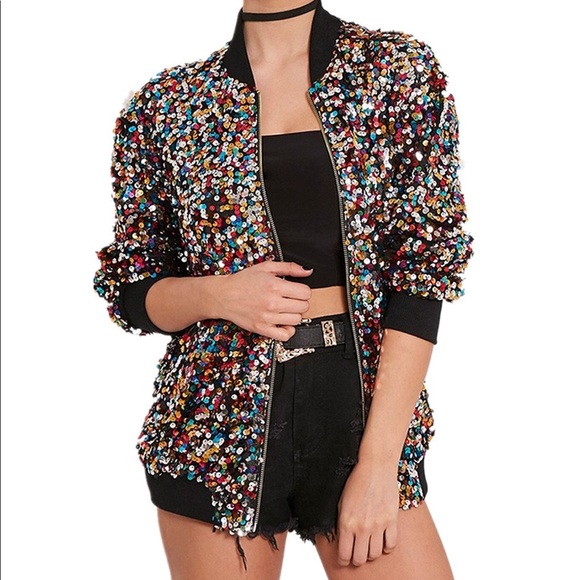 Jackets & Blazers - NWT-Multi color sequin bomber